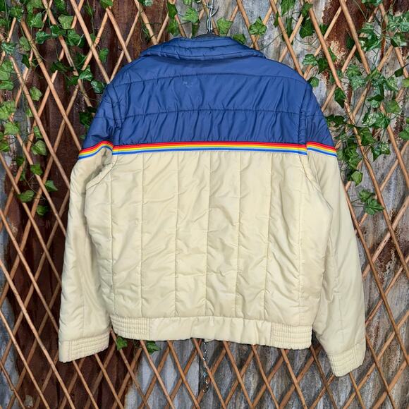 Vintage Y2K Pacific Trail wraparound stripe puffer 90 jacket - Picture 2 of 4